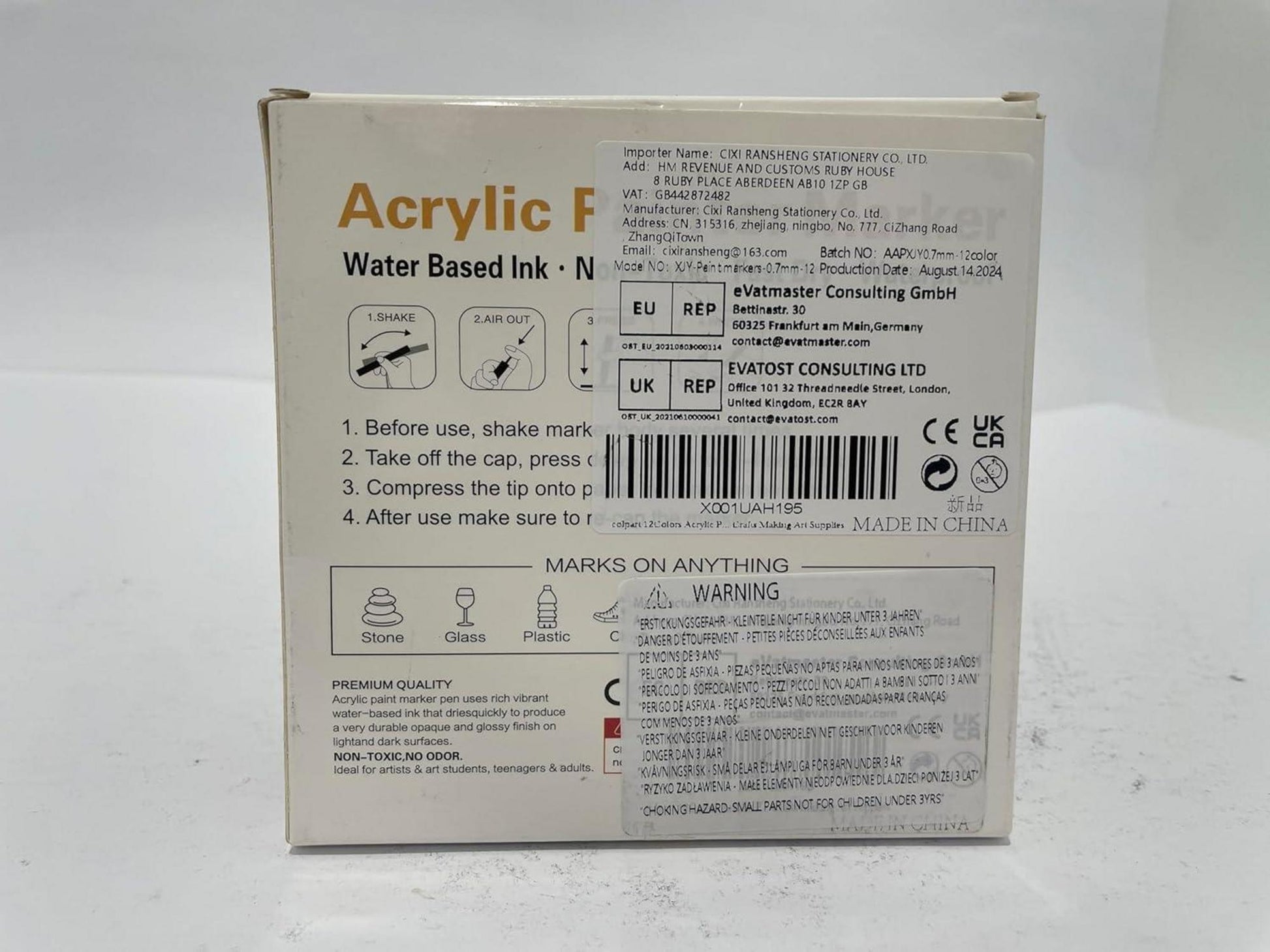 Feine Spitze Acrylstifte 12 Farben - Acrylstifte 0.7mm für Rock, Holz, Leinwand, Stein, Glas, Keramik - DIY Kunstbedarf