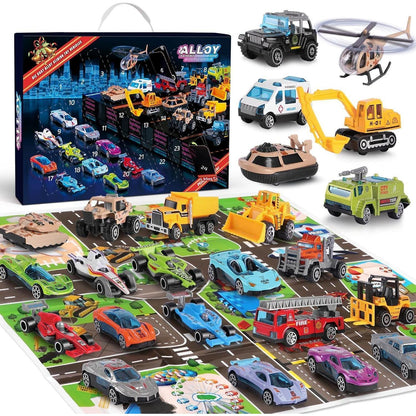 Adventskalender 2024 Kinder Auto Spielzeug 24-teilig Jungen
