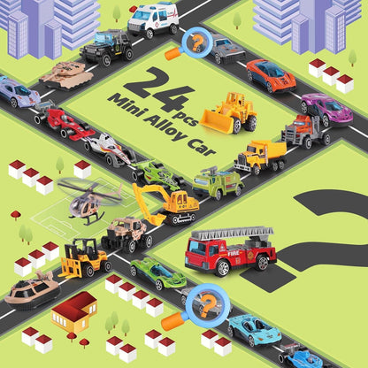 Adventskalender 2024 Kinder Auto Spielzeug 24-teilig Jungen