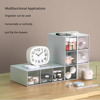 Küchen Organizer Teebox mit 3 Schubladen Kunststoff Blau