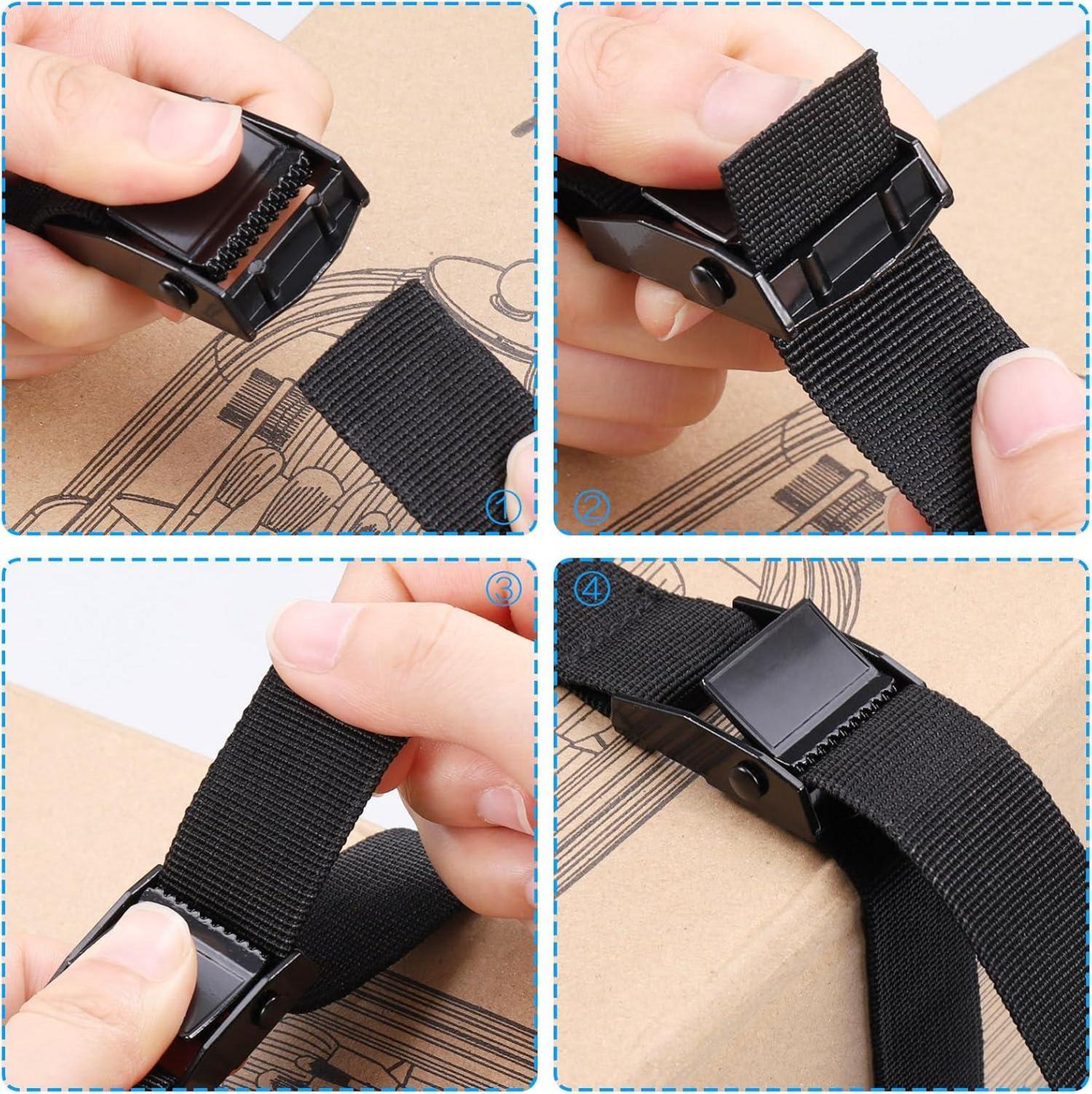 6er Pack 40cm Spanngurte Kurz Klemmschloss Rostfrei Schwarz - Hejo
