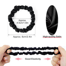4er Set Seide Schwarz Satin Scrunchies Haargummi Damen