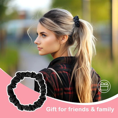 4er Set Seide Haargummis Schwarz, Satin Scrunchies Haarschmuck