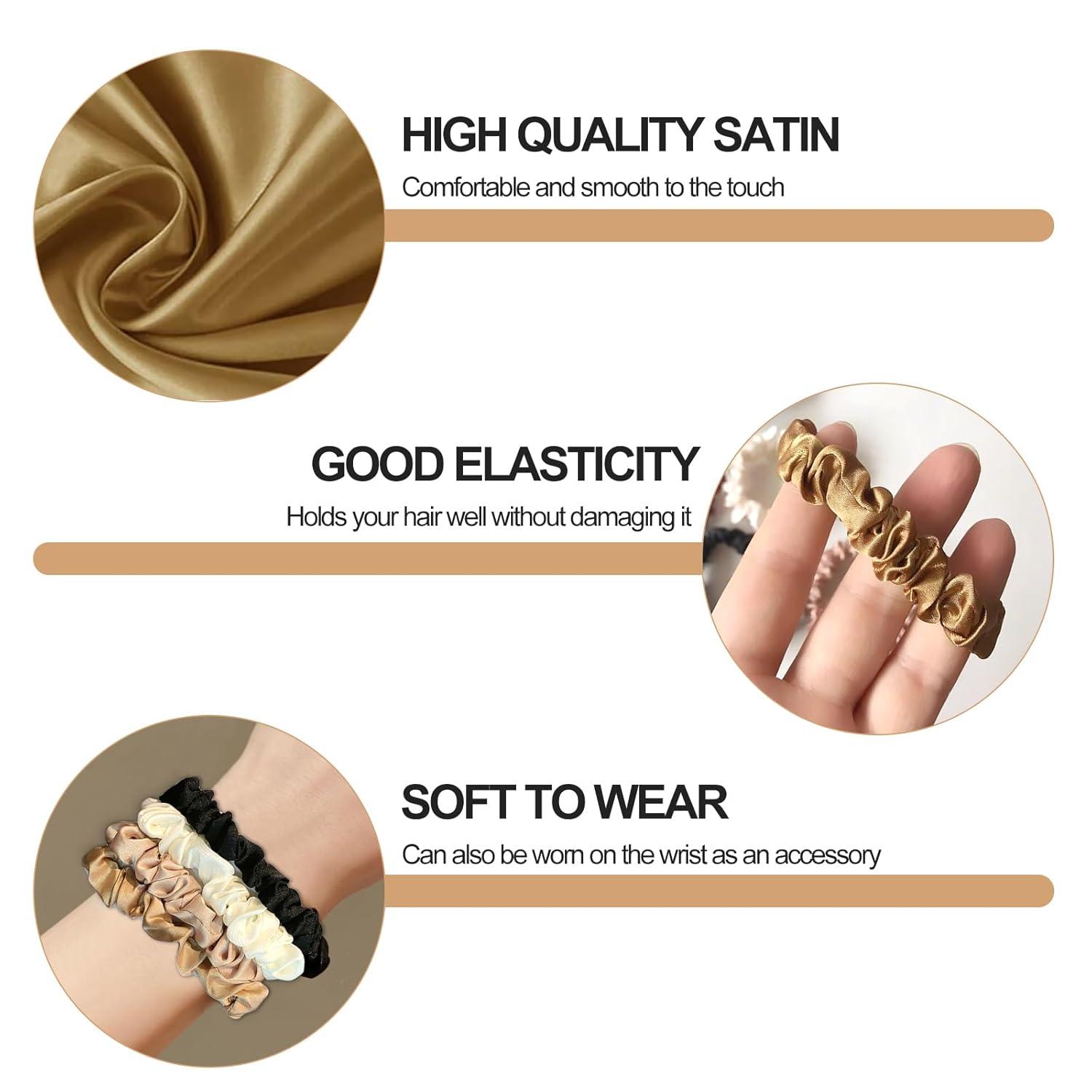 Haargummi Seide 4 Stück Satin Scrunchies Klein 4 Farben Silk