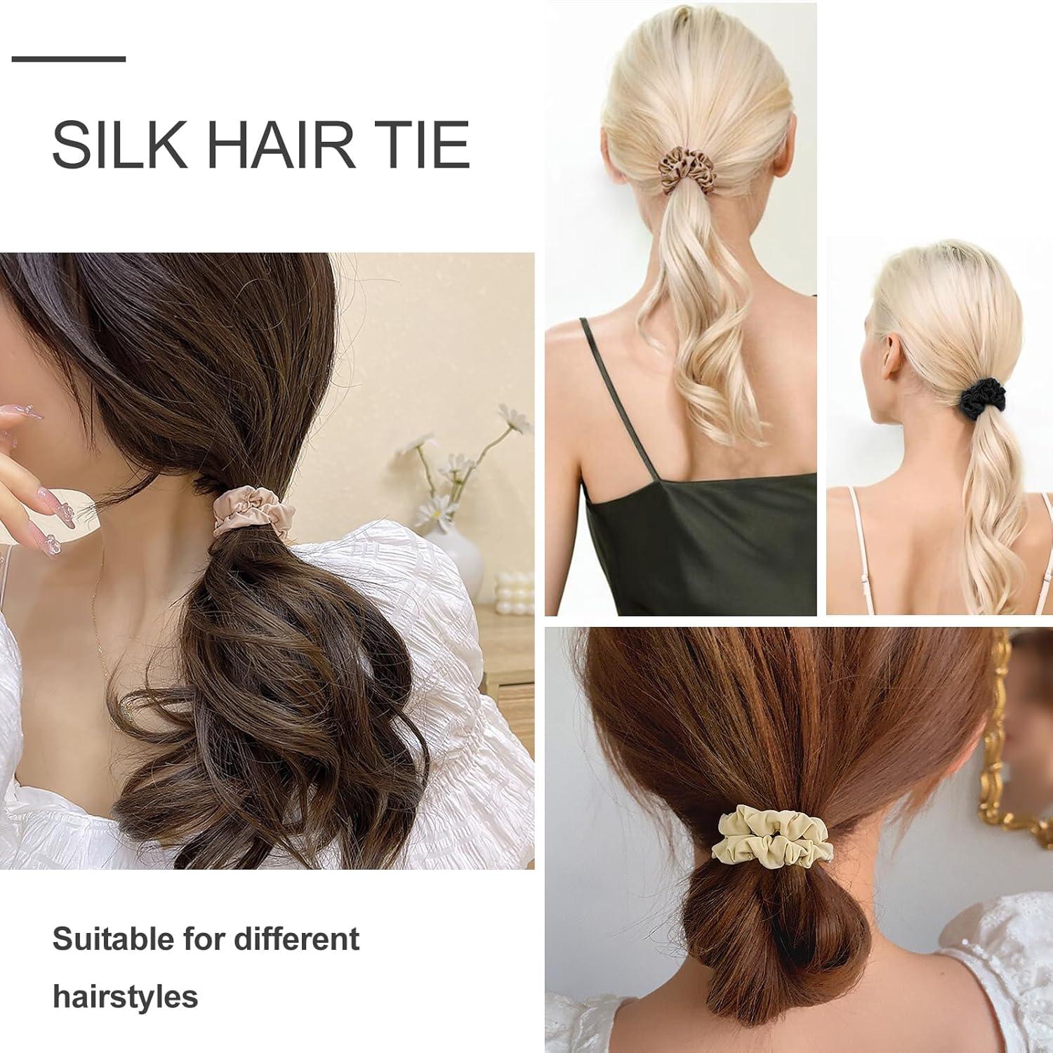 Haargummi Seide Scrunchies Satin Haarschmuck 4 Stück Set