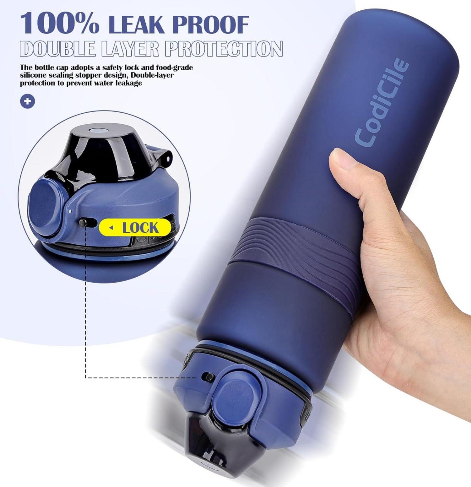 Sport Trinkflasche 1 Liter BPA-frei Auslaufsicher Navy Blau