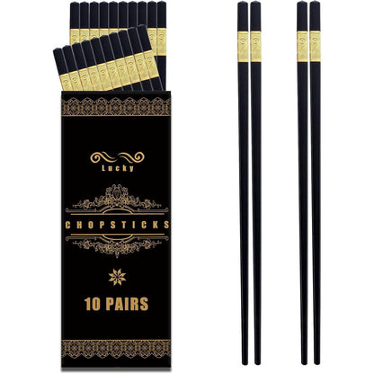 Wiederverwendbare Essstäbchen 10 Paare RuYi Schwarz