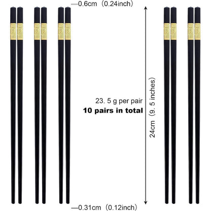 Wiederverwendbare Essstäbchen 10 Paare RuYi Schwarz
