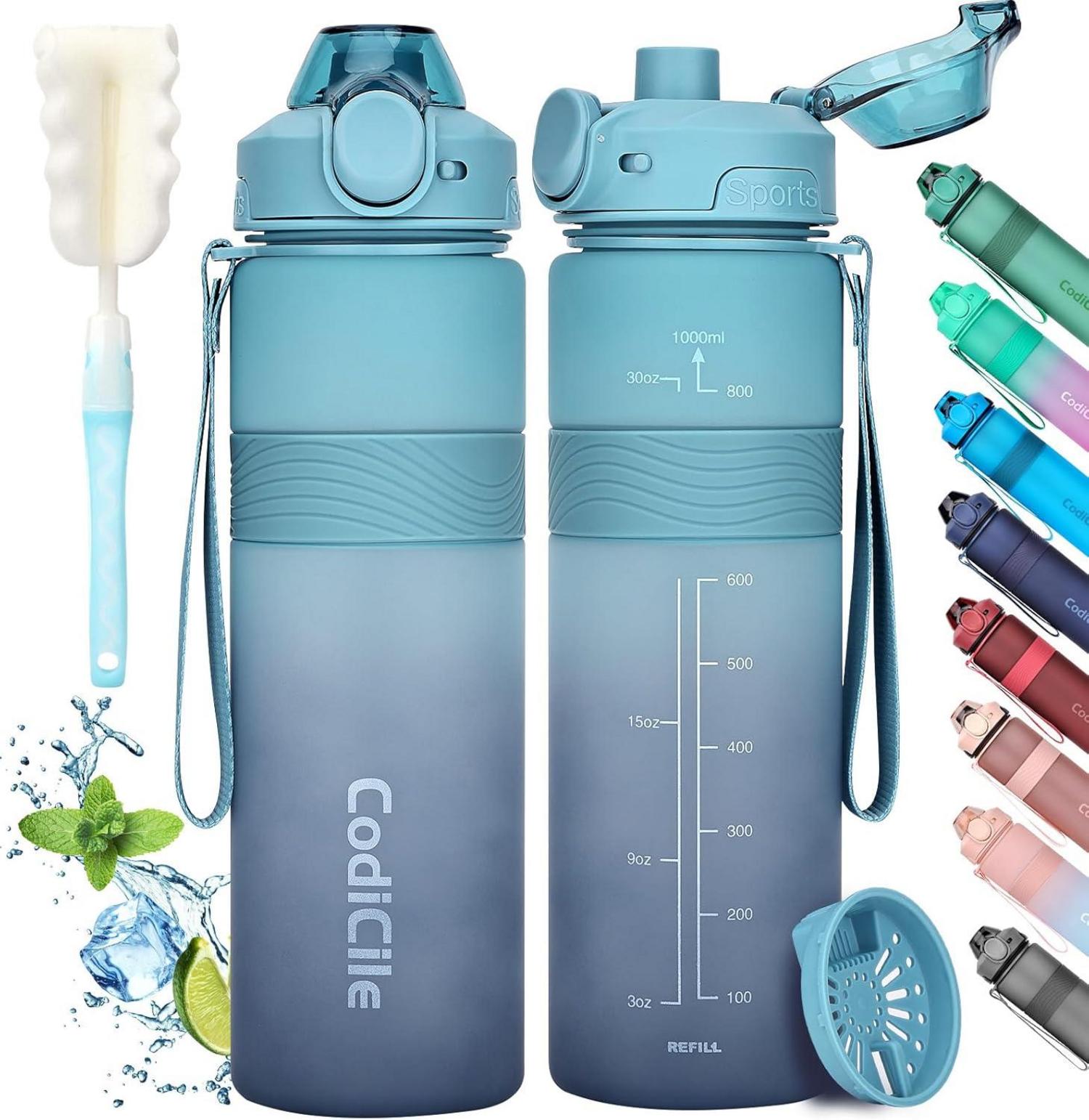 Trinkflasche BPA-frei 1 Liter Sport Auslaufsicher 1L Fitnessstudio