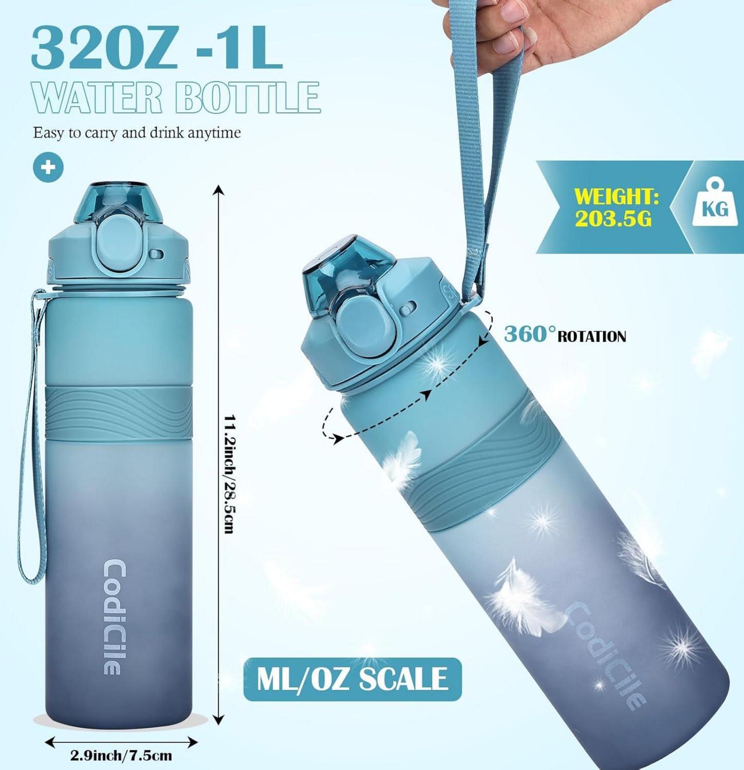 Trinkflasche BPA-frei 1L Sport Auslaufsicher Wasserflasche