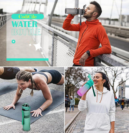 Wasserflasche 1L Sport Trinkflasche BPA-frei Auslaufsicher Fitness Büro Grün