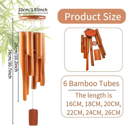 Bambus Windspiel Garten Hängend 6 Rohre Handgefertigt