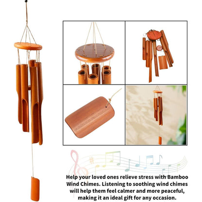 Bambus Windspiel Garten Hängend 6 Rohre Handgefertigt