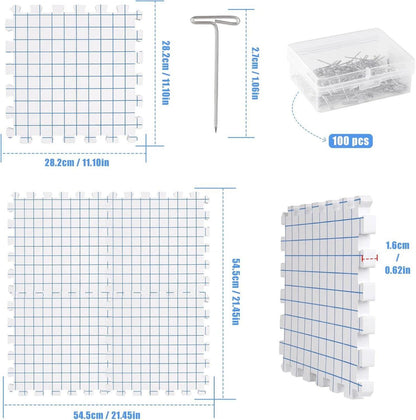 Spannmatten Set 4er Pack mit T-Nadeln für Stricken Häkeln, Blockiermatten 28cm Quadrat