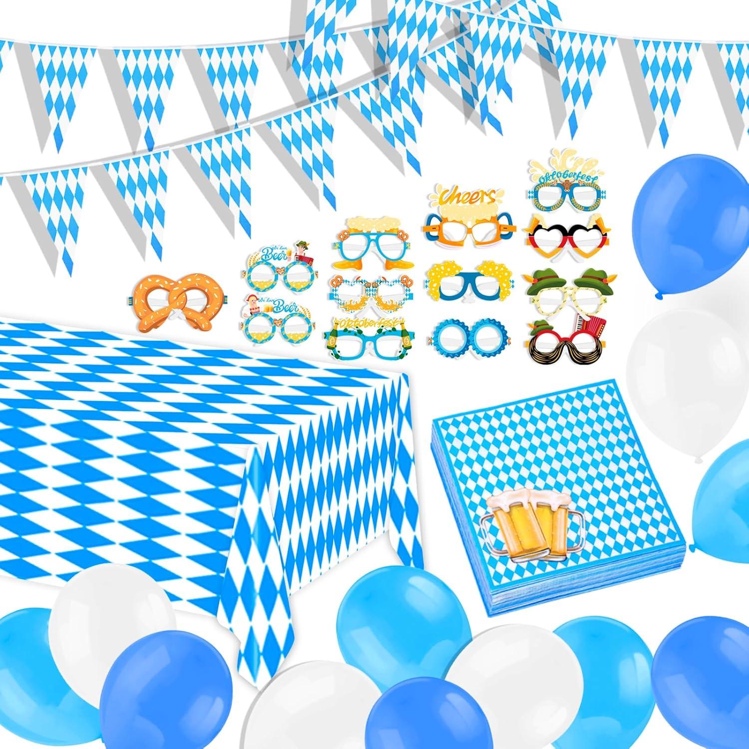 Oktoberfest Deko Set Wiesn Party Bayern Girlande Tischdecke Brille