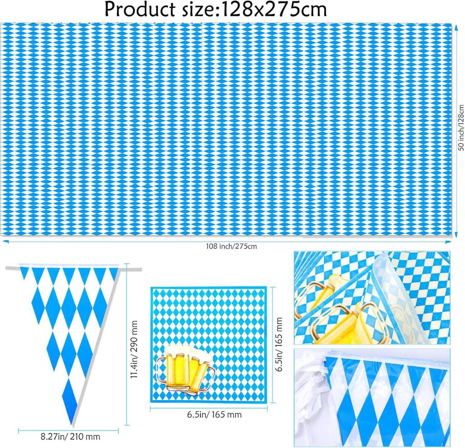 Bayrisches Oktoberfest Deko Set 59 Teile – Wiesn Bayern Party Girlande Tischdecke Luftballons Brillen Servietten
