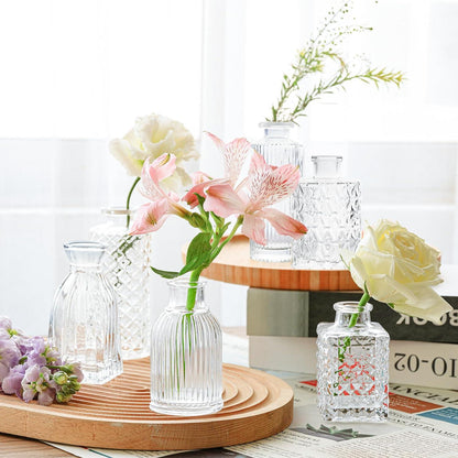 ComSaf Kleine Glasvasen Set für Tischdekoration Hochzeit Home Vintage Flasche Transparent - 12 Stück