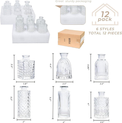 Kleine Glasvase Set 12 Tischdeko Hochzeit Vintage-Flasche