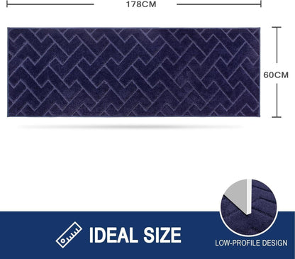 Schmutzfangmatte Innen 60x178 cm Blau rutschfest waschbar