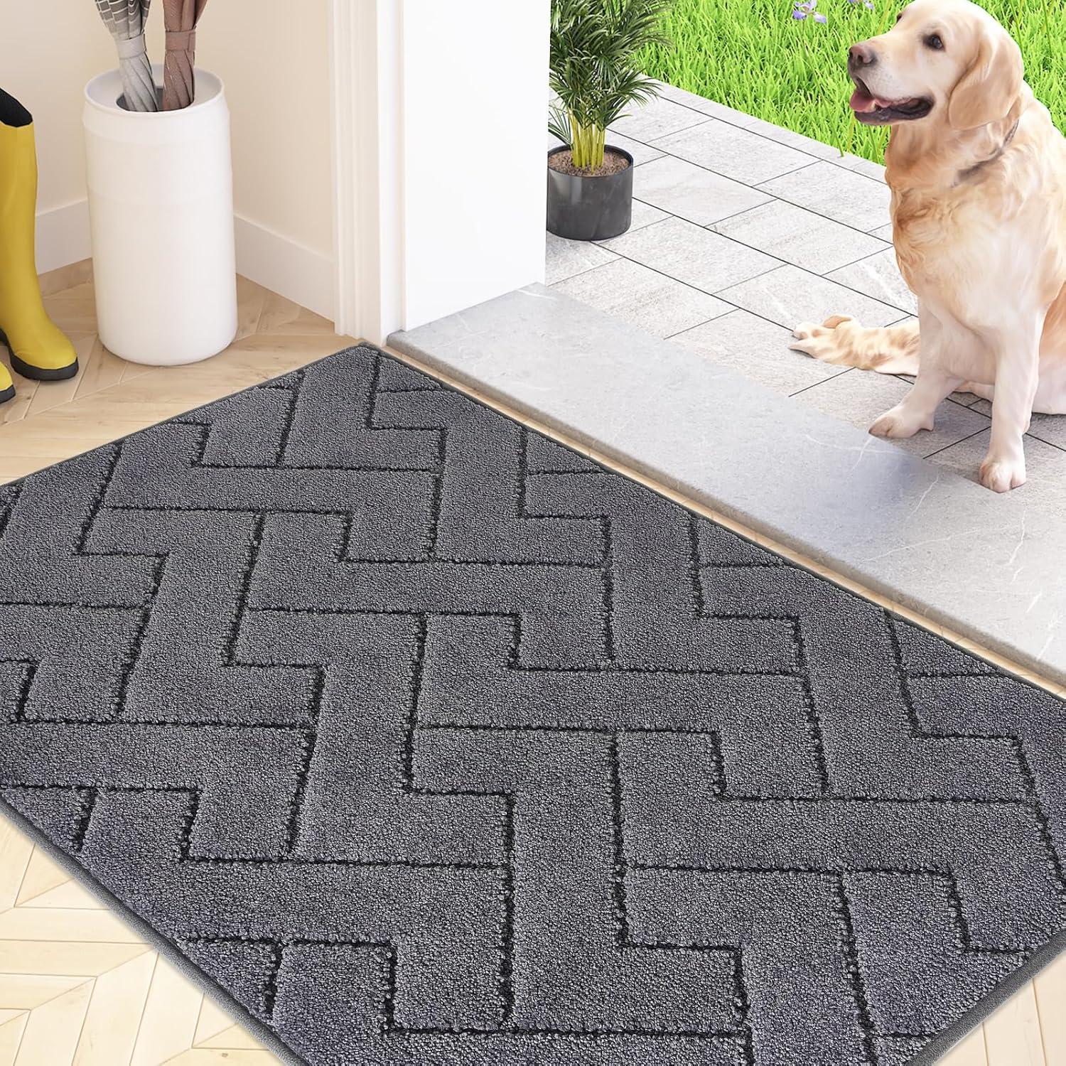 Schmutzfangmatte Innen 60x90cm rutschfeste Fußmatte grau