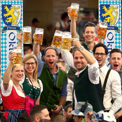Oktoberfest Deko Banner Set, 2 Stück Bayern Bierfest Willkommen Banner