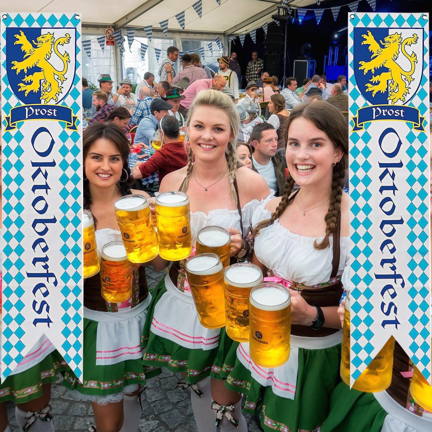 Oktoberfest Deko Banner 2 Stück Bayerisches Bierfest Banner outdoor