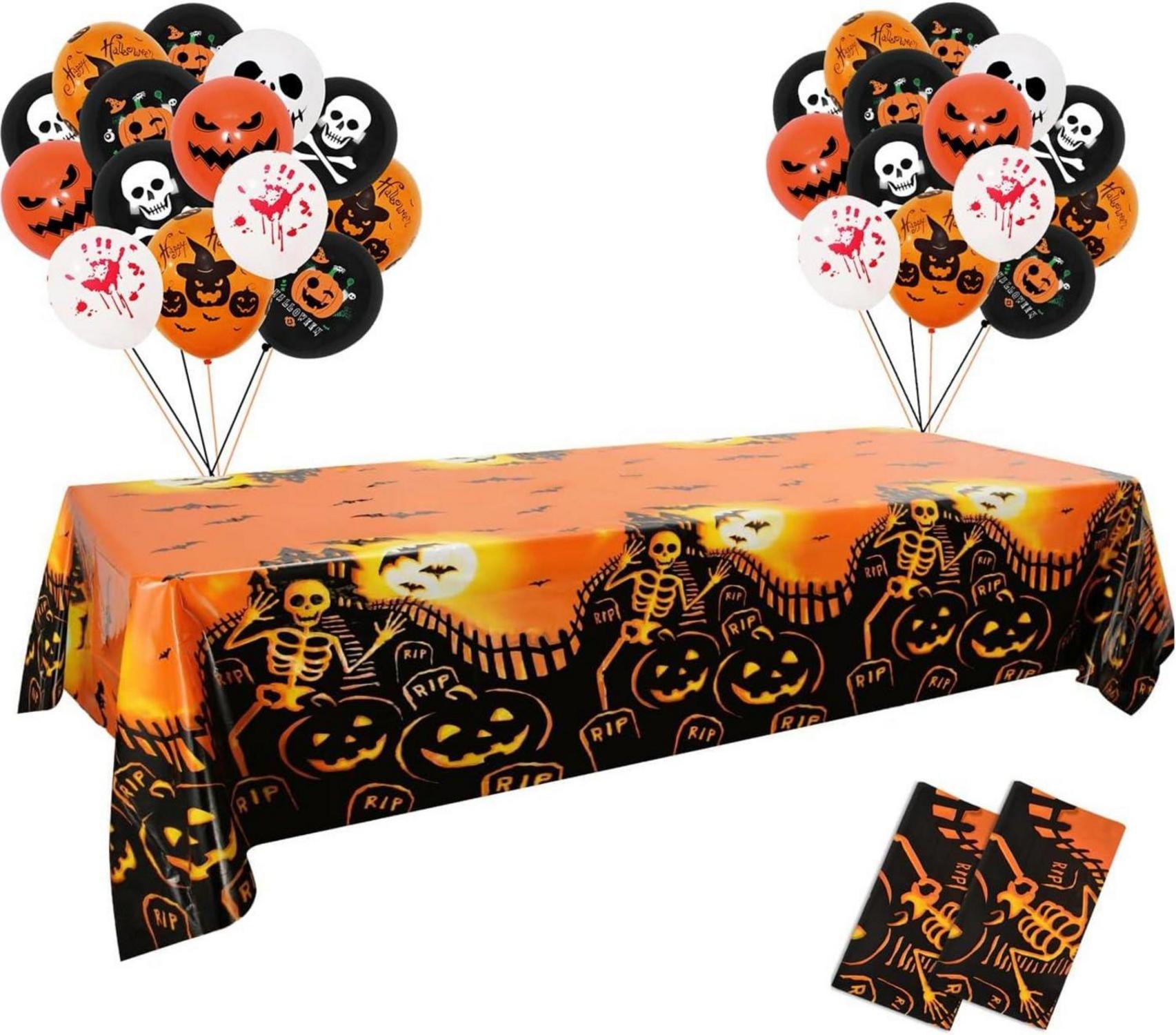 Halloween Tischdecke mit Luftballons Set