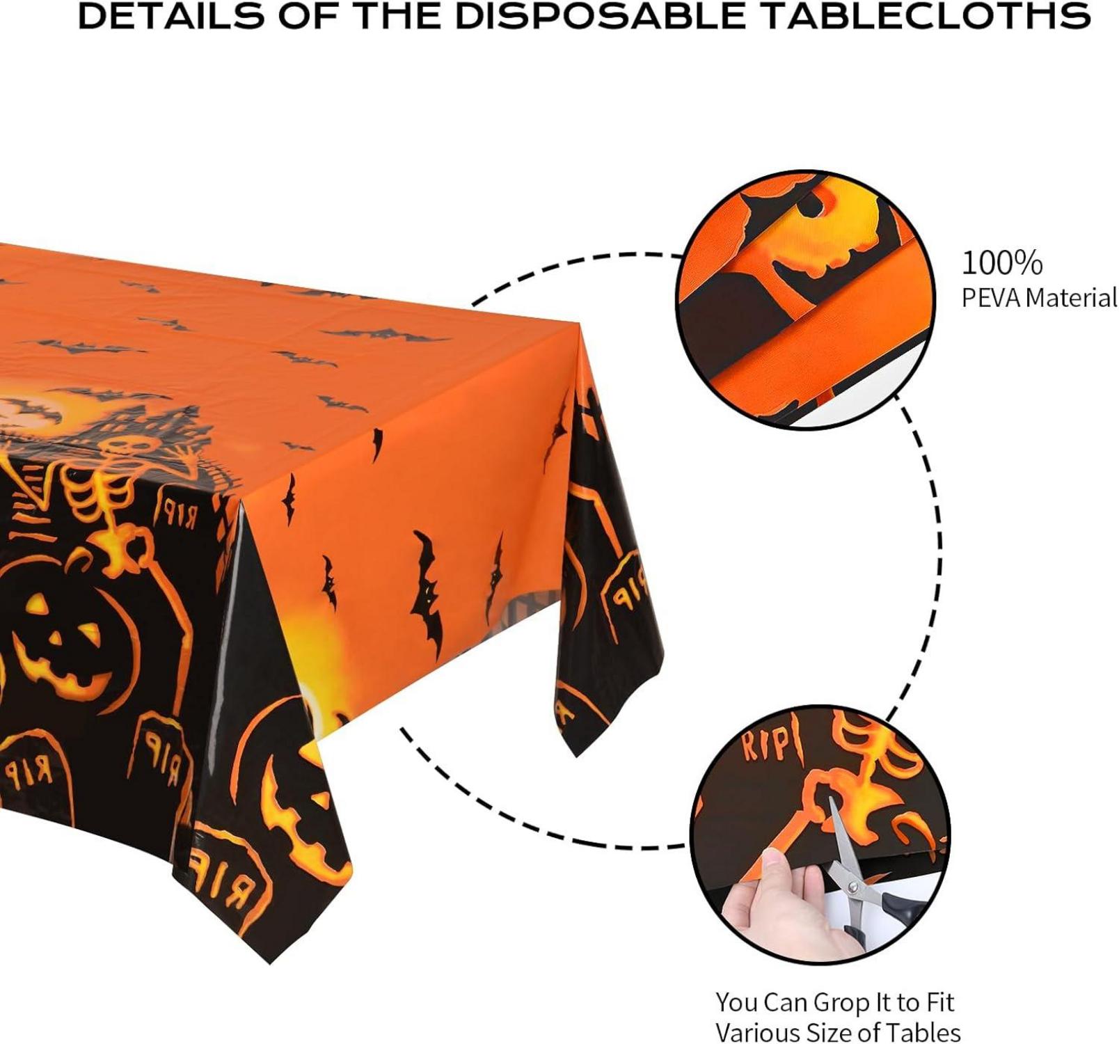 CHEPULA Halloween Tischdecke 2er Set mit 30 Luftballons Halloween Party Deko