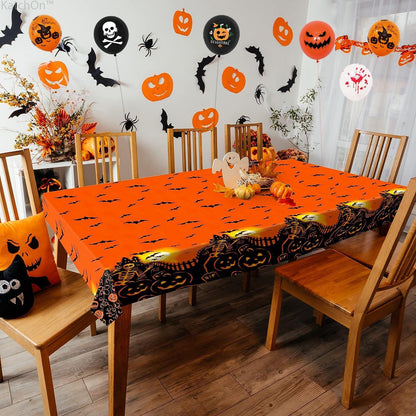 CHEPULA Halloween Tischdecke 2er Set Einweg & 30 Luftballons