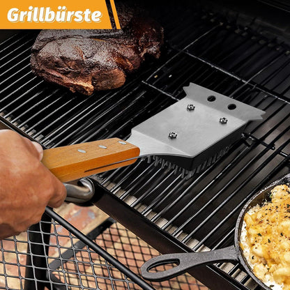 KraftGriller Premium Grillbesteck Set 5-TLG mit Holzgriff
