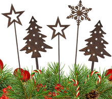 Gartenstecker Weihnachtsbaum Schneeflocke Deko Metall Rost 5er-Set