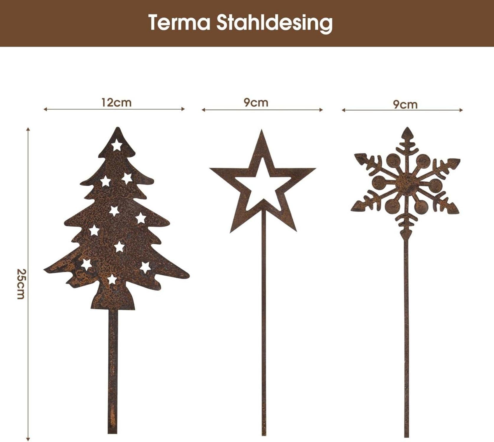 Gartenstecker Rost Weihnachtsdekoration Metall 5er-Set