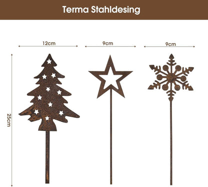 Gartenstecker Rost Weihnachtsdekoration Metall 5er-Set