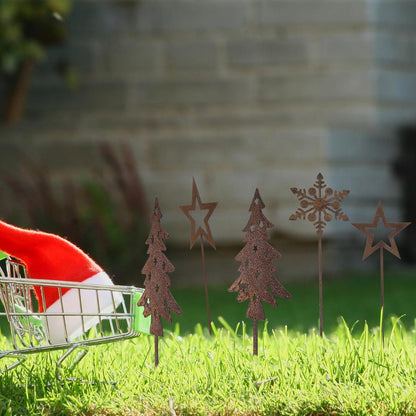 Gartenstecker Rost Weihnachtsbaum Schneeflocke Deko Set 5 Stück