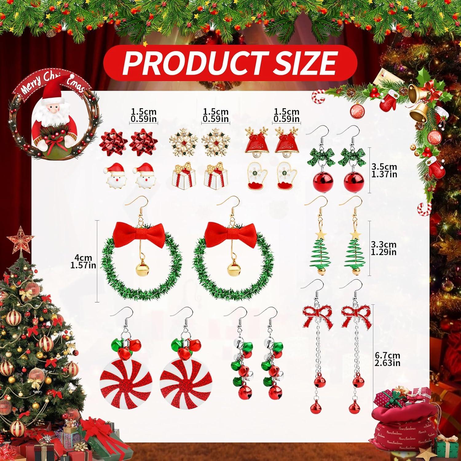 Weihnachtsohrringe Set 12 Paar Damen Ohrstecker Schneemann