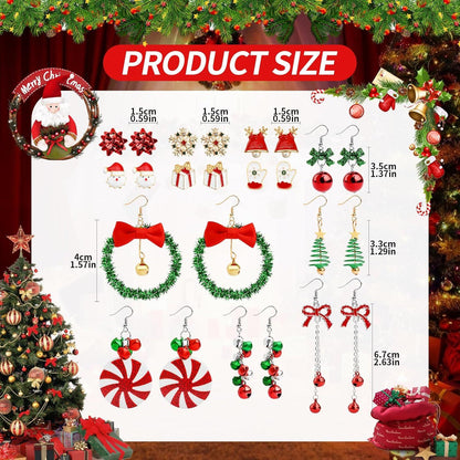 Weihnachtsohrringe Set 12 Paar Damen Ohrstecker Schneemann