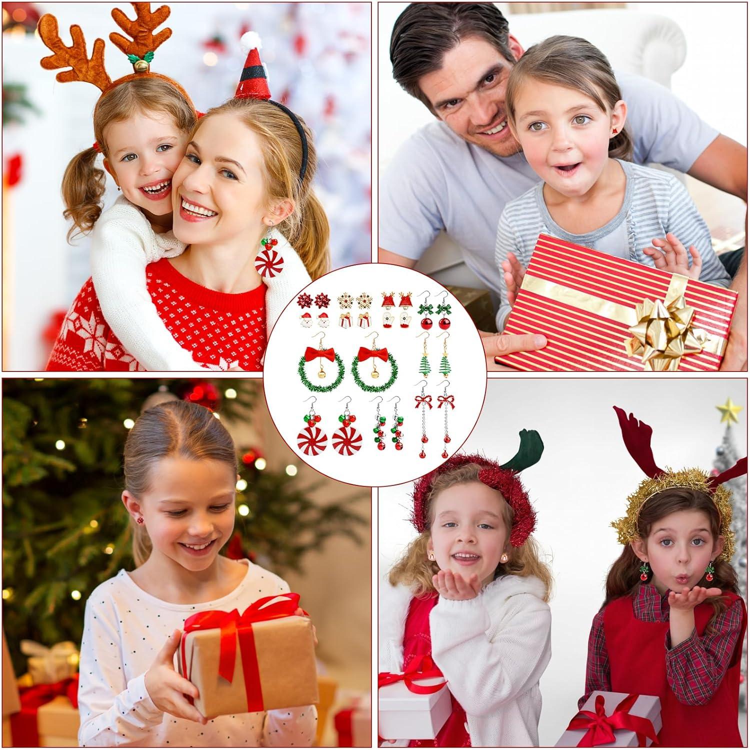 Weihnachtsohrringe Set 12 Paar Frauen Mädchen Ohrstecker Schneemann