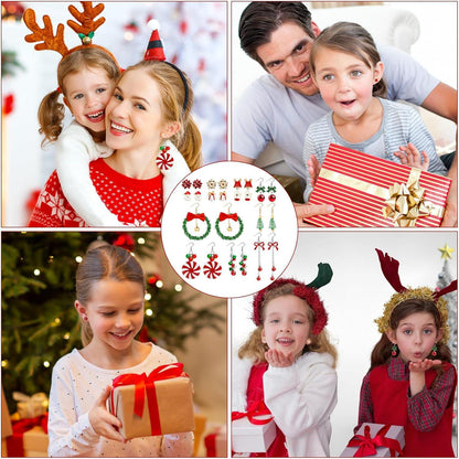 Weihnachtsohrringe Set 12 Paar Frauen Mädchen Ohrstecker Schneemann