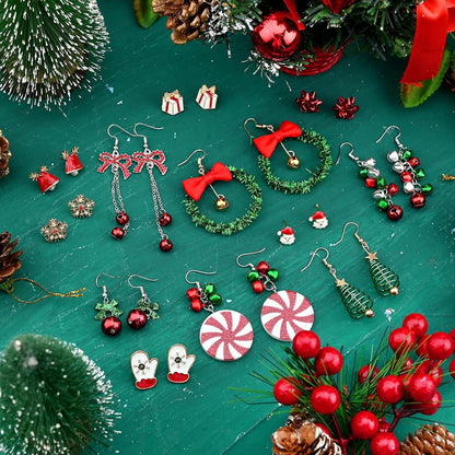12 Paar Weihnachtsohrringe Set Frauen Mädchen Ohrstecker Schneemann