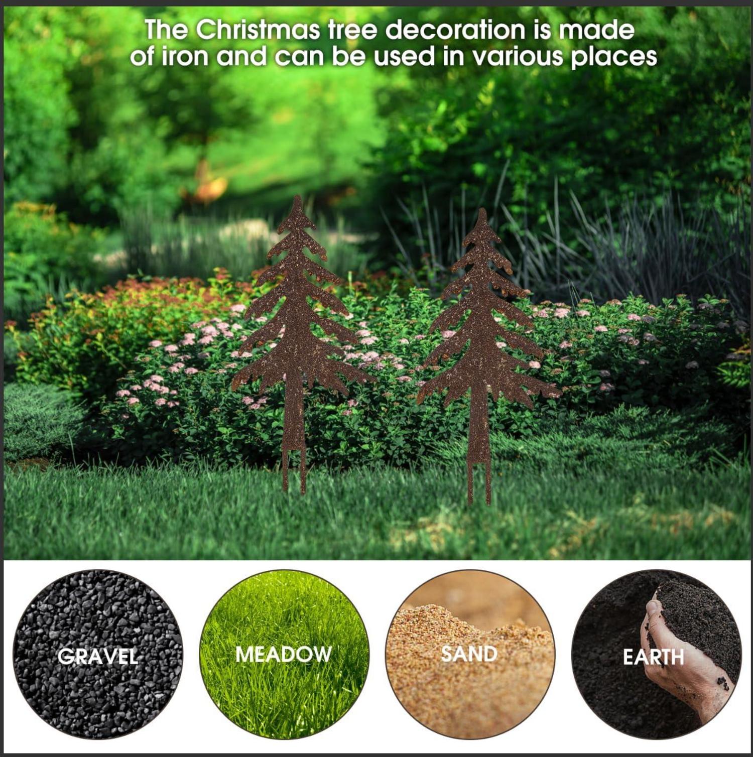 Rostige Weihnachtsdeko Gartenstecker Set Tannenbaum Weihnachtsflagge