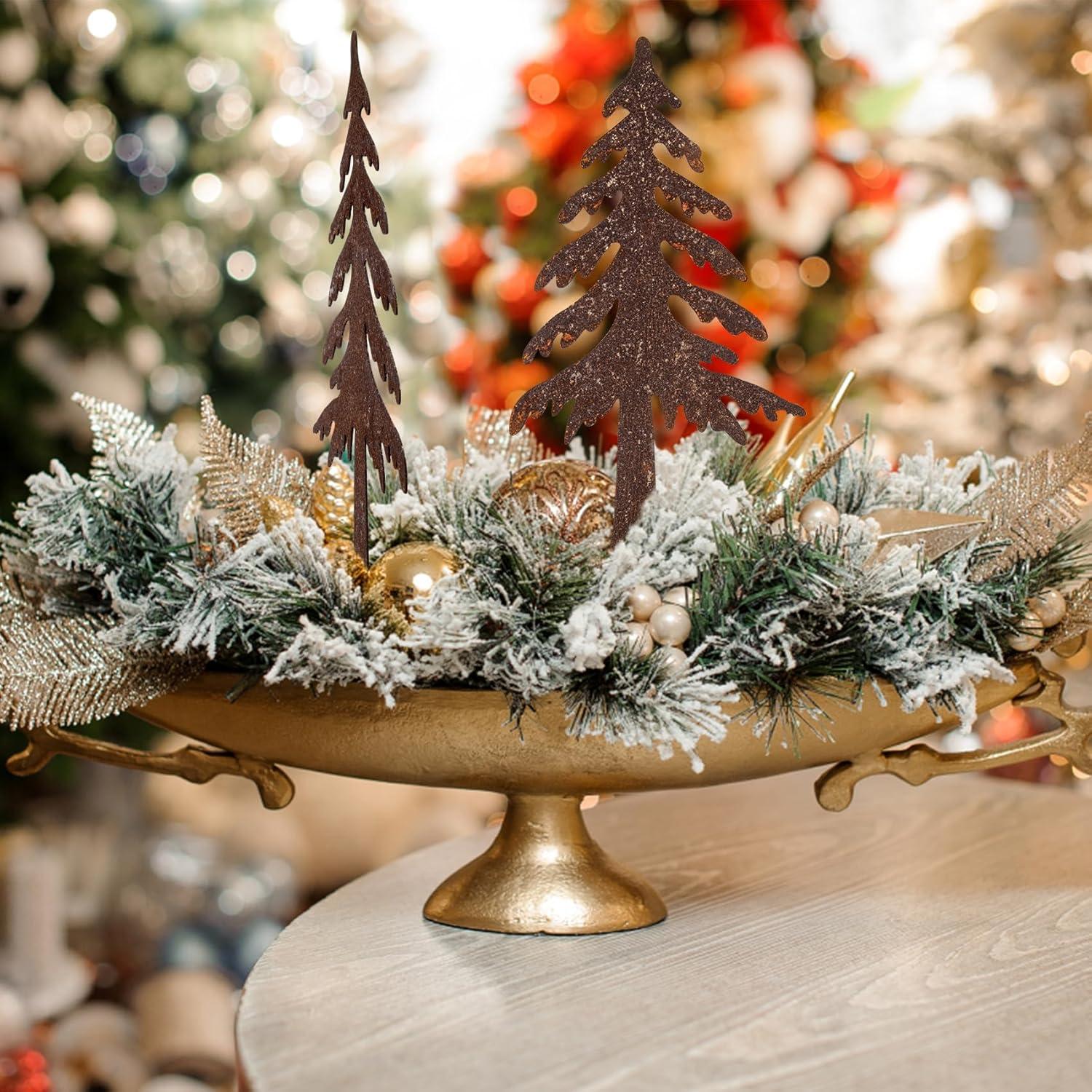 2 Stück Gartendeko Rost Weihnachtsdeko Gartenstecker Weihnachtsbaum