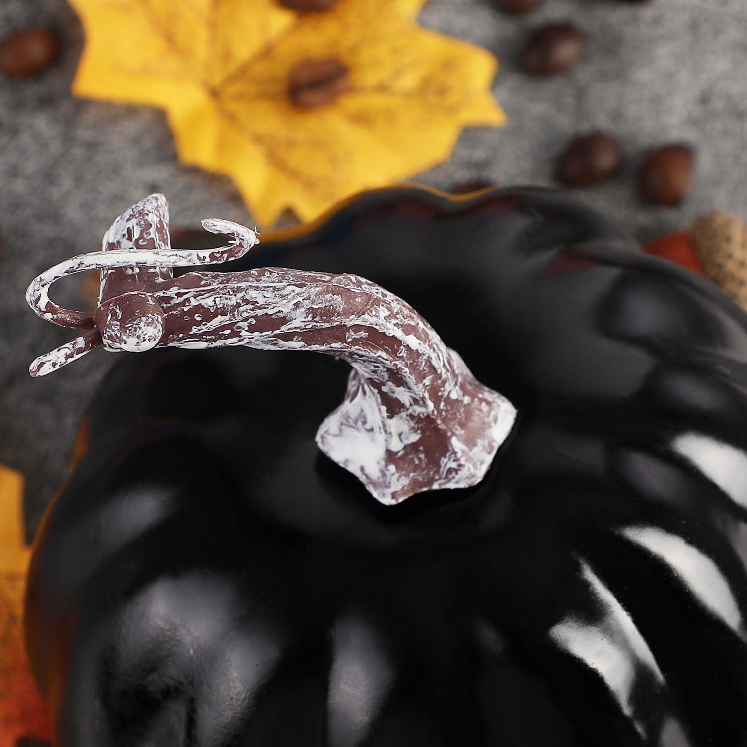 Künstliche Herbst Kürbisse Halloween Deko Schwarz 16 Stück