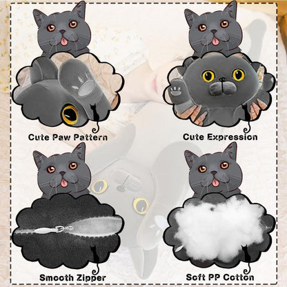 Katzenkuscheltier Plüsch 90cm Grau Spielzeug Geschenk Kinder