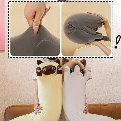 Katzenkuscheltier Plüsch 90cm Grau Spielzeug Geschenk Kinder