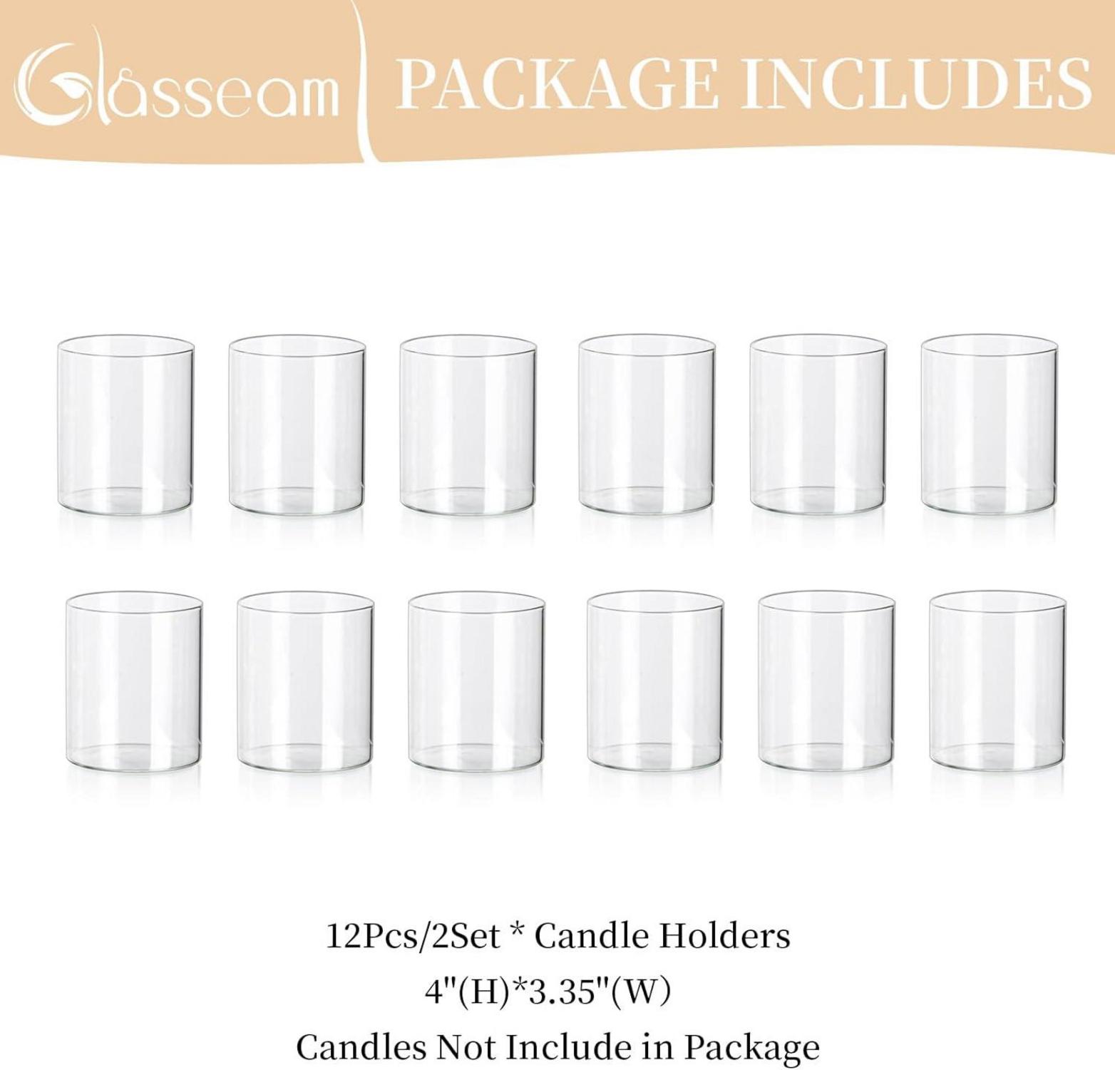 Kerzenhalter Glas Stumpenkerzen Schwimmkerzen Deko Vase 12er-Set 10cm