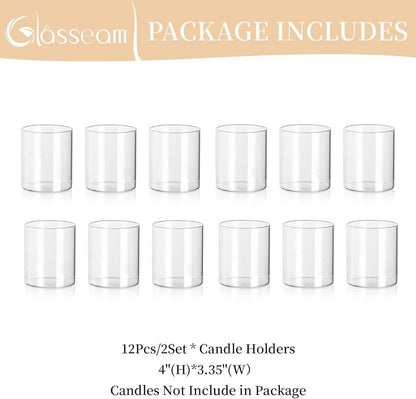 Kerzenhalter Glas Stumpenkerzen Schwimmkerzen Deko Vase 12er-Set 10cm