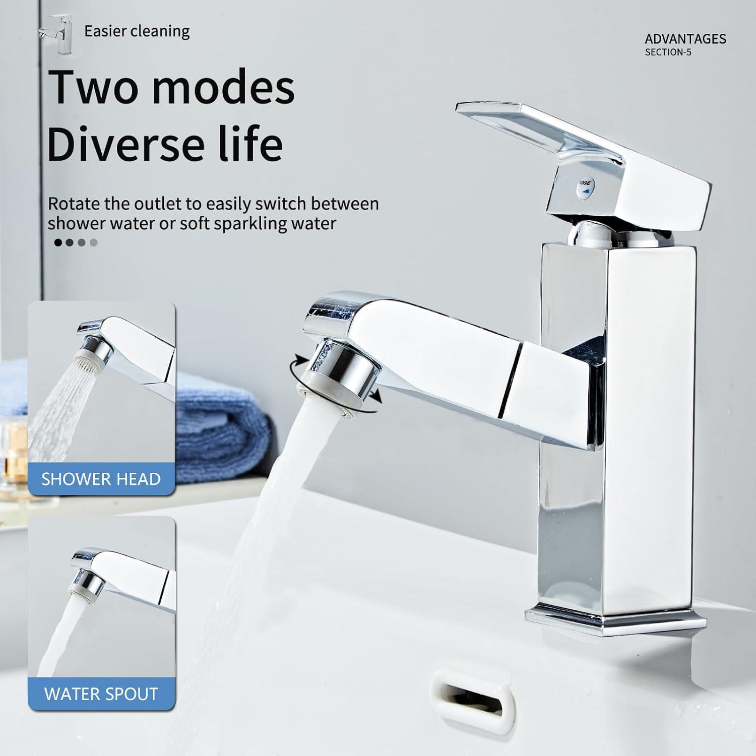 Moderne Schwarz Matt Wasserhahn mit ausziehbarer Brause
