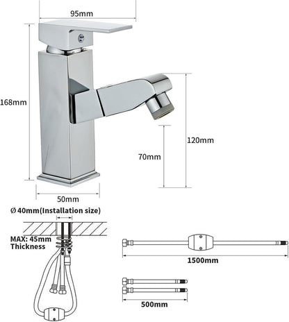 Moderne Schwarze Wasserhahn mit ausziehbarer Brause für Badezimmer