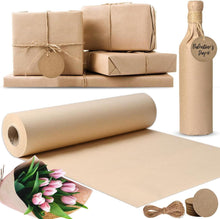 Kraftpapier Set mit Etiketten und Jute-Schnur, 30 cm breit, 30 m lang