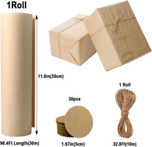 Braunes Kraftpapier Set mit Etiketten + Juteseil 30cm x 30m